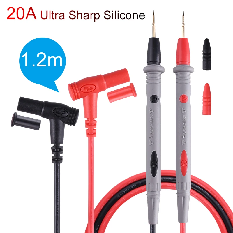 

Digital Multimeter Clamp Meter Universal Silica gel Test Lead Probe Cable SMD SMT Needle Tip 1000V 20A Carrying Needle Protector