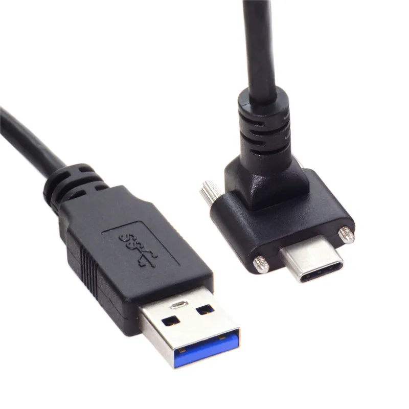 Вниз Вверх Угловой USB 3,1 тип-c двойной винт блокировки до стандарта USB3.0 кабель для передачи данных 90 градусов для камеры 120 см 300 см 500 см 1,2 м 3 м 5 м