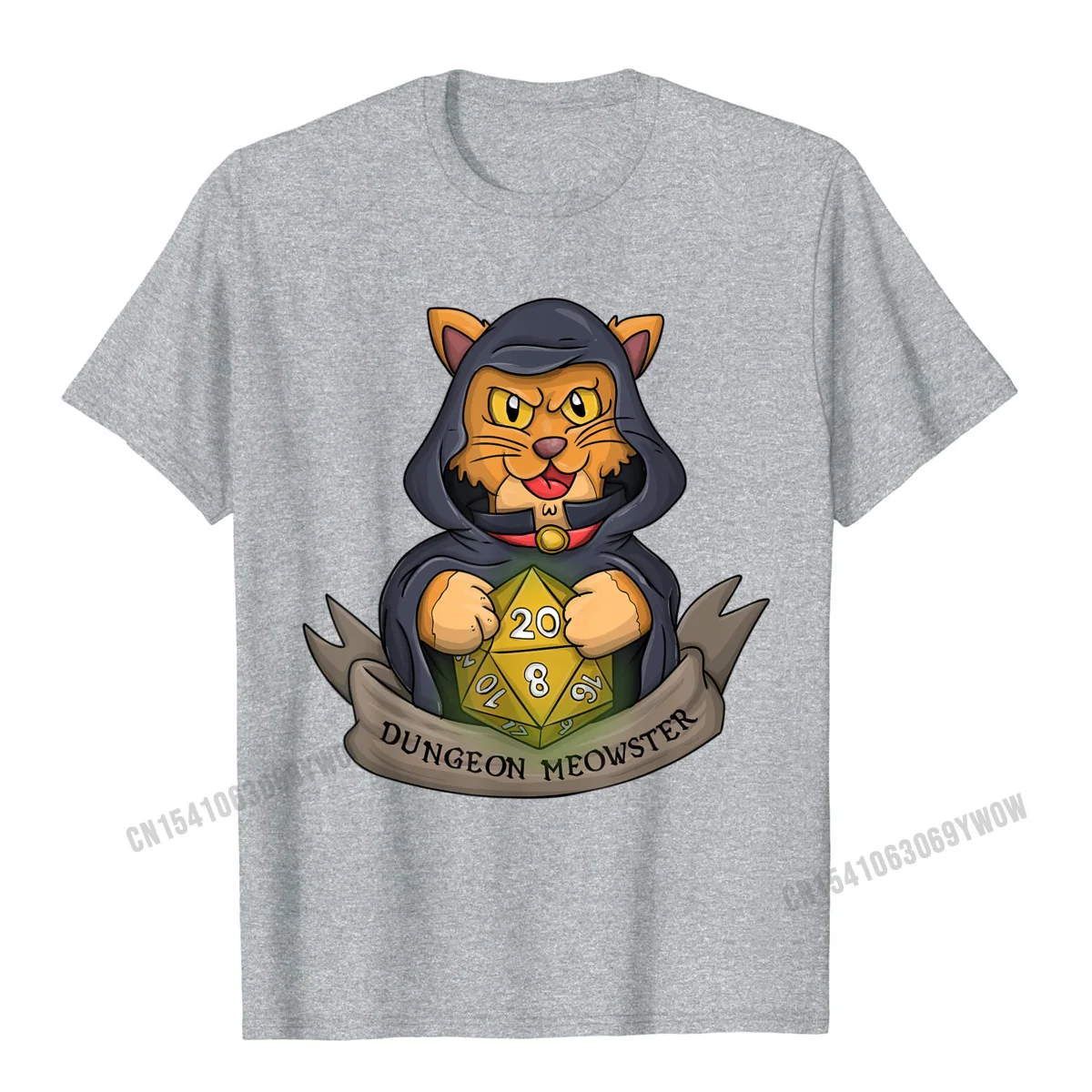 Printed On Casual Summer/Autumn 100% Cotton O-Neck Men Tops T Shirt Printing Tops T Shirt Oversized Short Sleeve T Shirts Dungeon Meowster Funny Master DM Dungeons And Cats Tabletop T-Shirt__927 grey