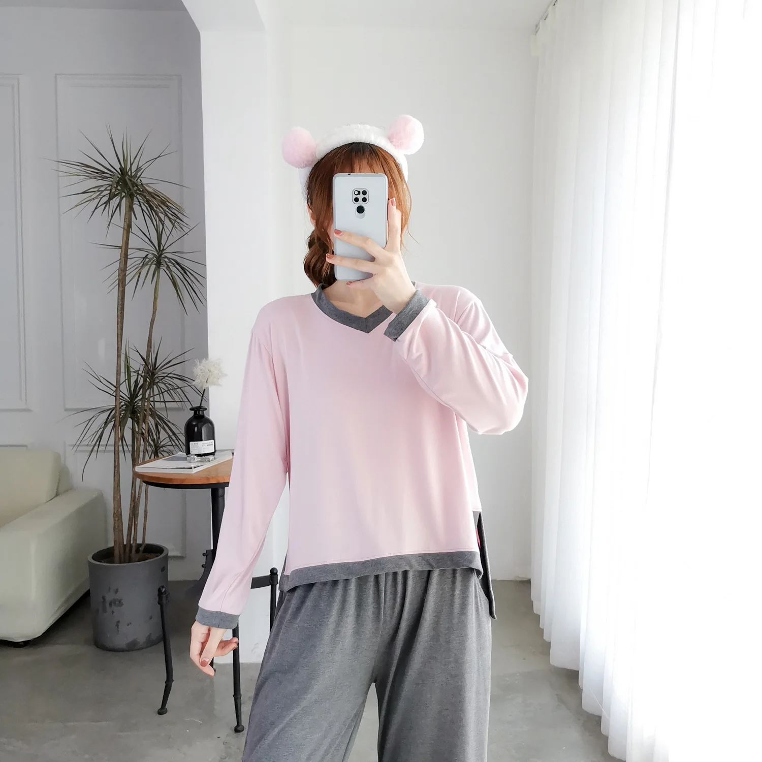 

Home Clothes for WomenSuit WomenPlus Size Pajamas Autumn and Winter Modal Home Clothes Two-piece Suit Long-sleeved