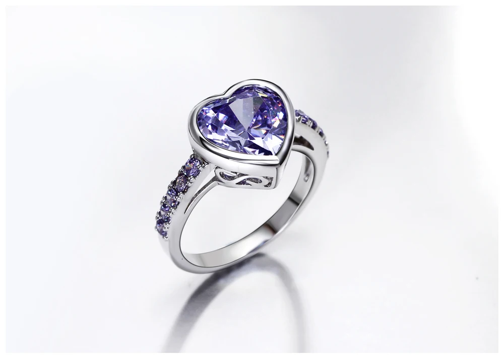 DreamCarnival 1989 фиолетовые кольца с сердечком для женщин, вечерние кольца Anel, Подарок на годовщину,, потрясающая цена WA11316