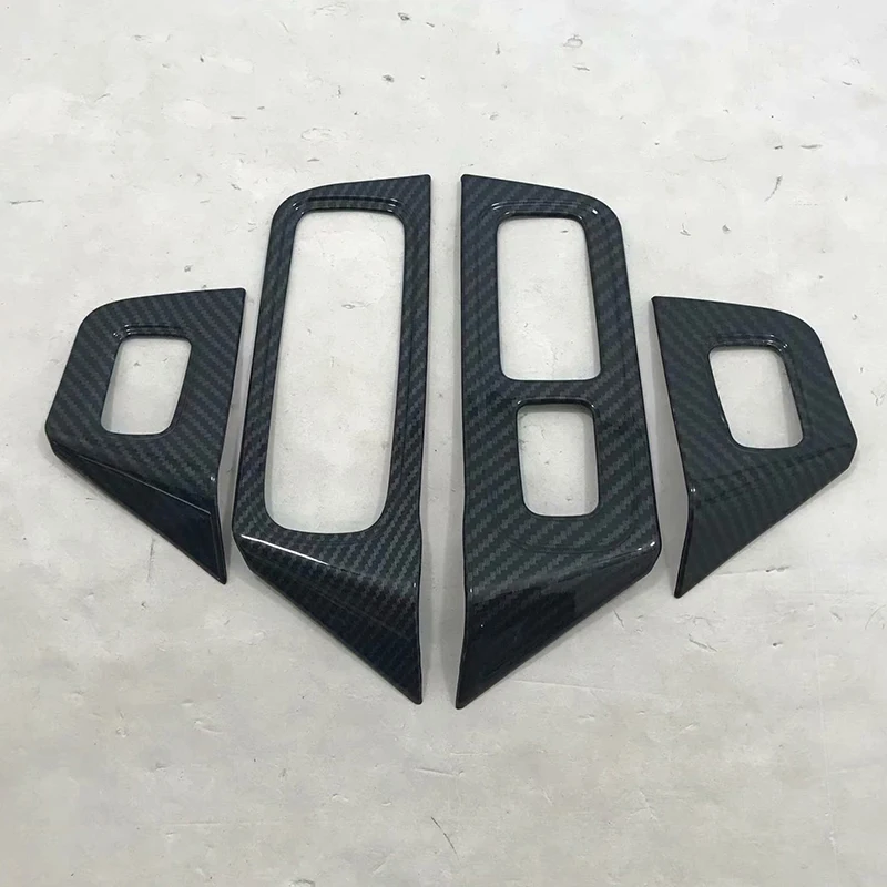 Carbon fiber ABS 4pcs For Porsche Cayenne Matte ABS Carbon Fiber Interior Window Lift Button Frame Cover Trim Car Accessories - Название цвета: Carbon fiber ABS