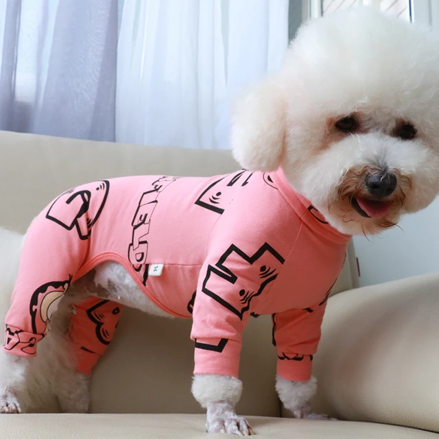 Pijama doce Kawaii para animais de estimação, desenho animado, macacão  listrado, roupas para cães pequenos, gatinho e cachorro, camisa fofa,  primavera e outono - AliExpress