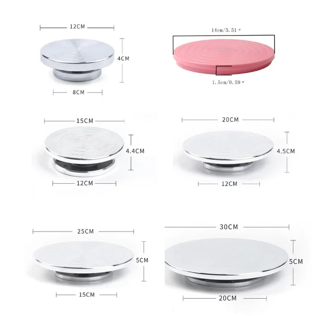 GZKDKZB Plateau Tournant En Plastique Pour Argile, Tour De Potier 15, 20, 25, 30 Cm, Plateau Tournant En Aluminium, Outils De Bricolage Pour Argile, Plateau Tournant Double Face Pour Gâtea