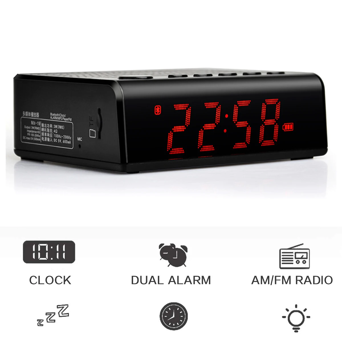 XNCH Цифровой Будильник Bluetooth бас динамик FM радио часы Поддержка TF карта u-диск воспроизведение Reloj Despertador Bluetooth