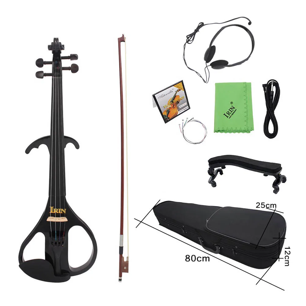 

4/4 Full Size Electric Violin Fiddle Maple Wood Stringed Instrument Ebony Fretboard Chin Rest for Student Music Lover Beginner