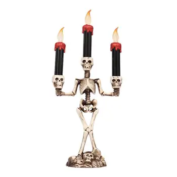 

2020 Halloween Candle Holder 3 Arms Skeleton Candle Holder Family Halloween Party DIY Decorative Candlestick Art Props