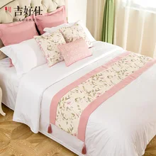 Настраиваемый в американском стиле пасторальный стиль для девочек розовый "Домашний тканый мягкий Декор скатерть для гостиниц продукт полотенце кровать бегун кровать