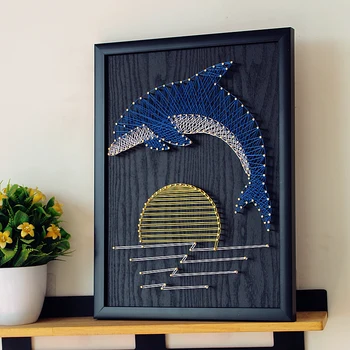 

DIY Dolphin Sunset Sunrise Birthday Gift Wood DIY Crafts Kit Decorative Painting DIY String Art Painting Home Decor