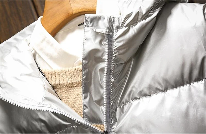 Стильное повседневное свободное теплое глянцевое пальто-парка мужская одежда с хлопковой подкладкой золотого и серебряного цвета зимняя куртка Модные пальто размер M-5XL
