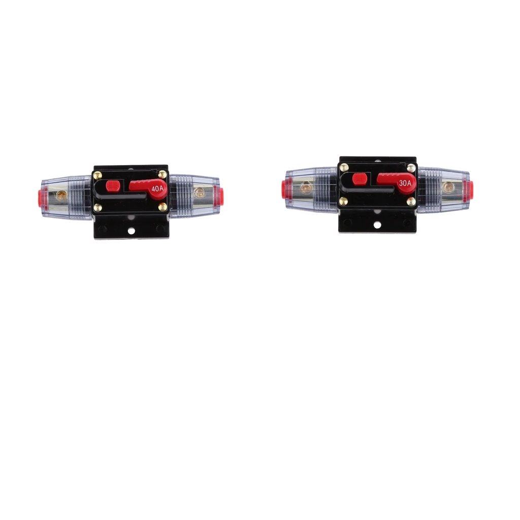 12V-24V DC Car Audio Inline Circuit Breaker Reset Fuse Holder for Stereo Switch System Protection 40 Amp & 30 Amp (2Pack)