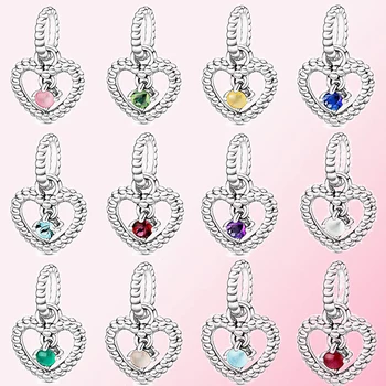 

2020 New Valentine Jewelry Charms Silver 925 Original Birthstone Collection Pendant January-December Charm Fit Birthday Gift