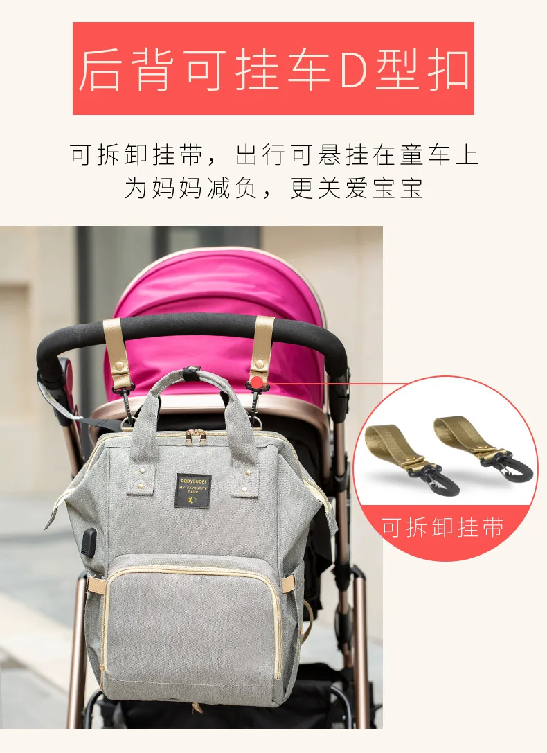Многофункциональная вместительная сумка для мам, USB интерфейс, сумка для беременных, модная водонепроницаемая сумка для мам