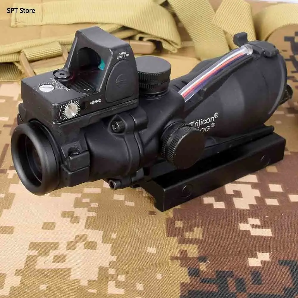 

Trijicon ACOG 4X32 Hunting Riflescope Real Fiber Optics Red Dot Illuminated Etched Reticle Tactical Optical Sight