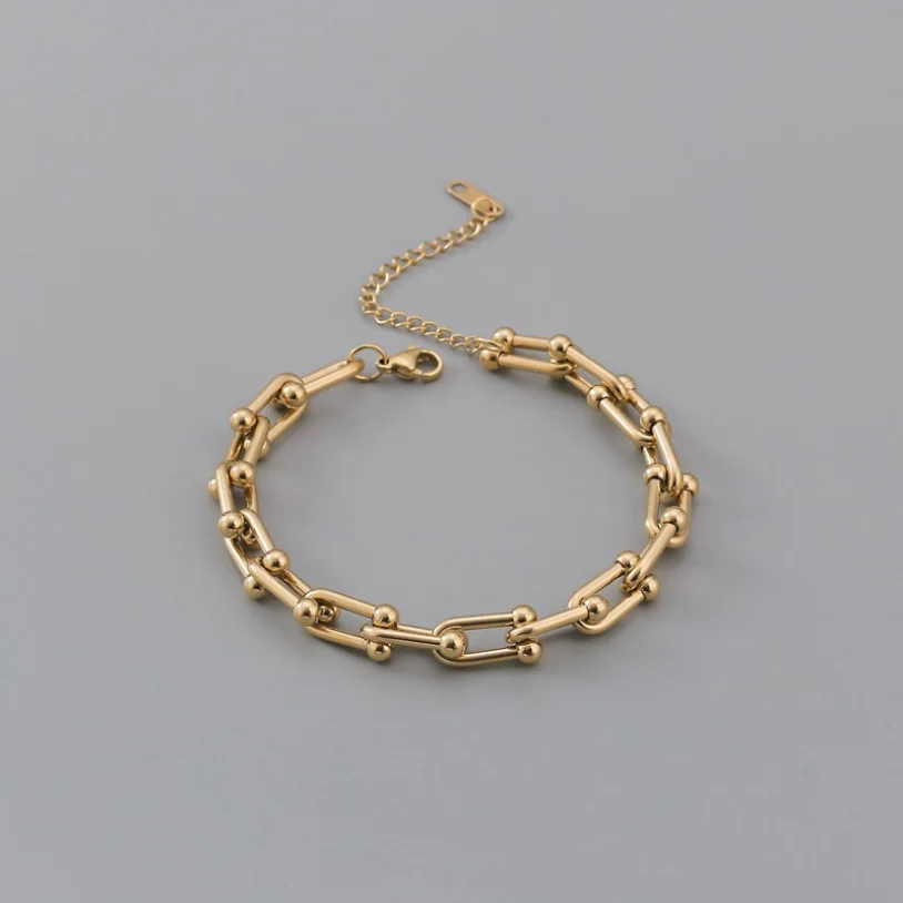 316L Stainless Steel U Shape Splicing Charm Thick Chain jewelry for women necklace bracelet earrings