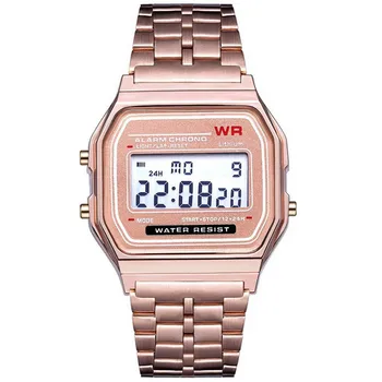 

Vintage Digital Wristwatches LED Digital Waterproof Quartz Wrist Watch Dress Golden Wrist Watch Women Men watches men