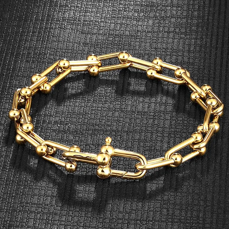 

Bracelet Men's Stainless Steel Chain LInk Punk Motorcycle Accessories Charm Hand Magnetic Clasp Fashion Jewelry Gifts Boyfriends