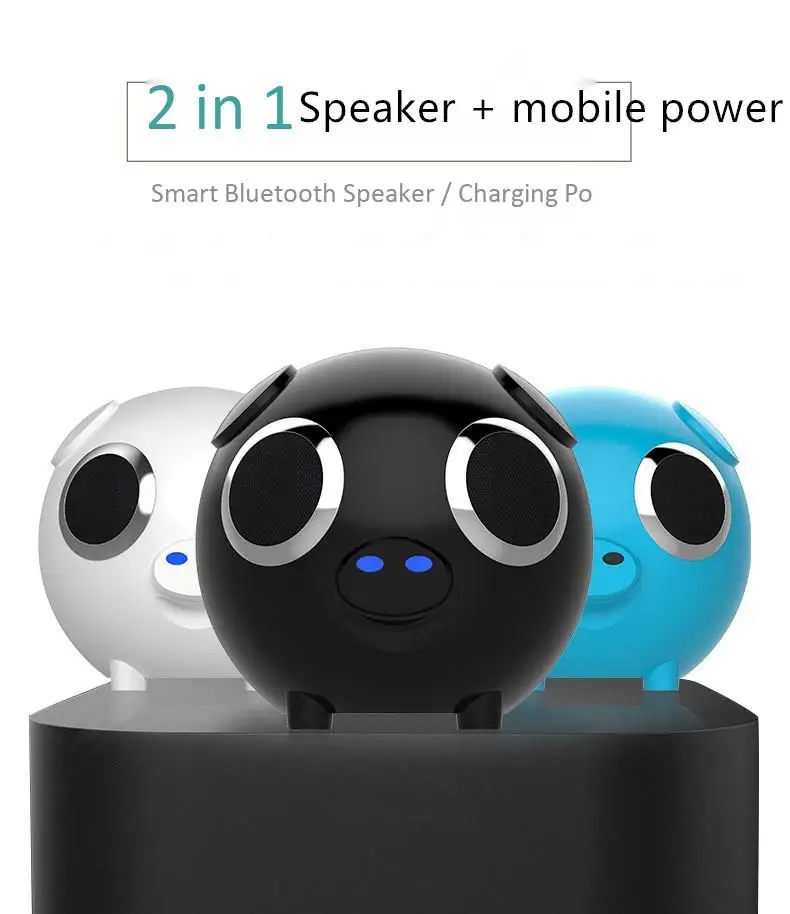 

DSstyles Portable Bluetooth Speaker Pig Head Audio FM Radio Phone TF Card MP3 Charging Treasure Subwoofer Stereo Player