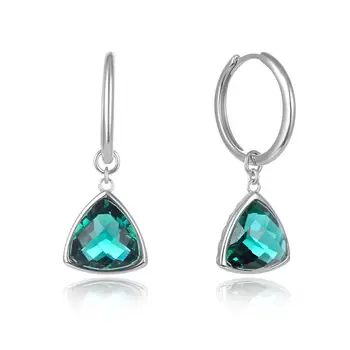 

Cross border special for Europe and America simple Earrings green crystal earrings earrings national wind triangle gem faceted s