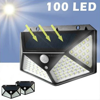 

100 LED Solar Power PIR Motion Sensor Wall Light Outdoor Waterproof Garden Lamp For Garden Decoration Sunlight Wall Street Light