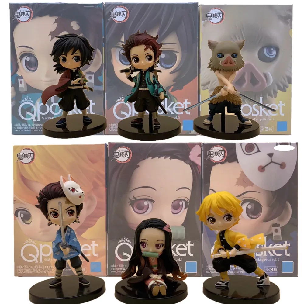 Рассекающий демонов Nezuko Zenitsu Tanjirou Giyuu Inosuke Q Ver. Экшн Фигурки игрушки Kimetsu no Yaiba Аниме