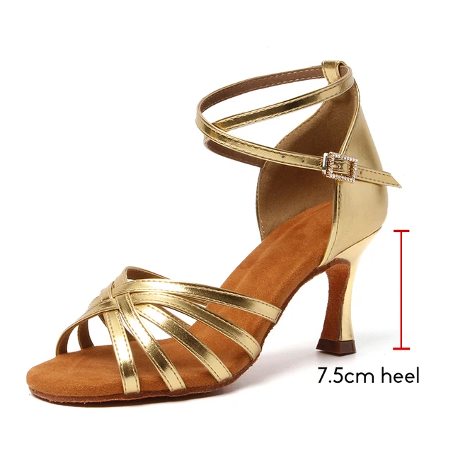 SWDZM Women Latin Dance Shoes Suede Soles Ballroom Tango Indood Dancing Shoes Cuban Heels Party High Heel Dance Shoes Wholesale Indoor 7.5cm