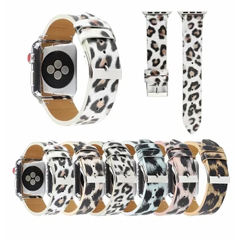 

Leopard Band for Apple Watch series 6 5 4 3 2 1 SE PU leather with leopard printing strap for iWatch microfiber modern design