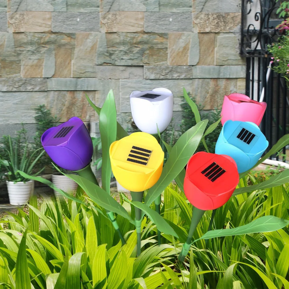 

6Pcs/set Energy Solar LED Light Outdoor Garden Light Solar Powered LED Tulip Home Lawn Lamp Landscape Night Flower Lamp