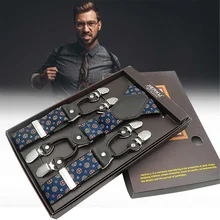 Мужские модные подтяжки кожаные 6 зажимы подтяжек винтажные повседневные брюки в западном стиле мужские s регулируемые y-образные подтяжки в подарок