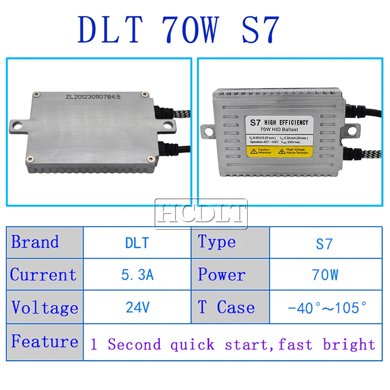 HCDLT 2PCS 70W Fast Bright HID Slim Ballast Xenon DLT S7 12V 24V Replacement Ballast Ignition Block For Truck Headlight Bulb Kit (6)