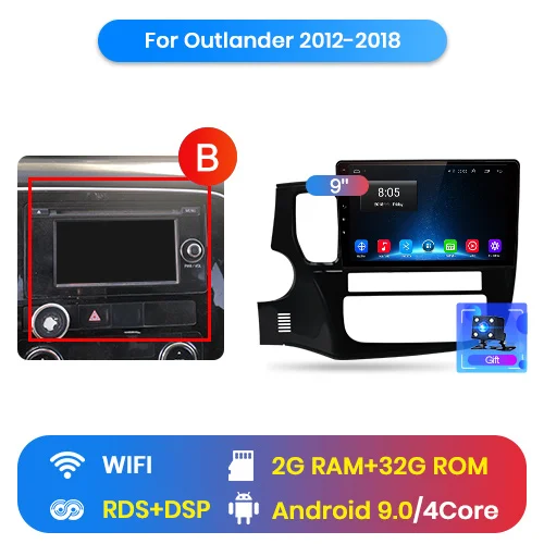 Junsun V1 Штатное Головное устройство For Mitsubishi Outlander xl 2012- GPS Android 9.0 aвтомагнитола магнитола автомагнитолы Андроид для Мицубиси Аутлендер 3 аксессуары штатная магнитола автомобильная мультимедиа - Цвет: WIFI (2GB 32GB) B