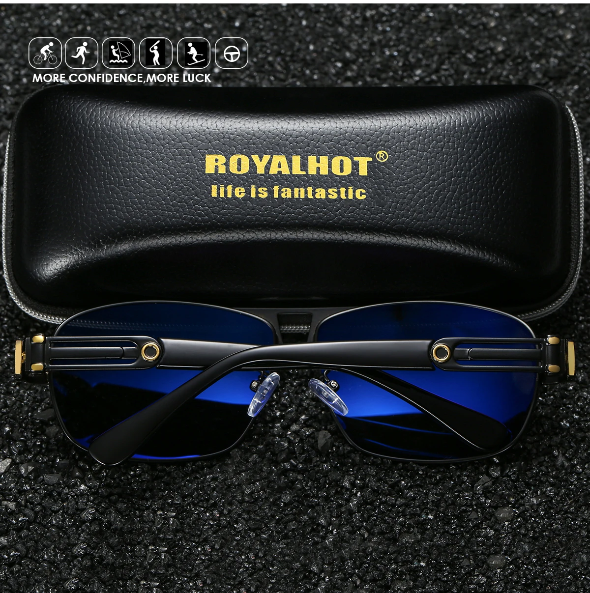 RoyalHot мужские и женские поляризационные, прямоугольной формы, солнцезащитные очки в оправе, солнцезащитные очки для вождения, солнцезащитные очки, мужские очки 70019