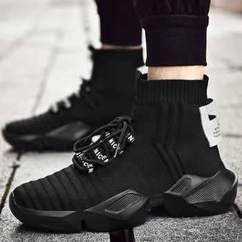 

Men Light Weight Running Socks Shoes Spring Autumn Breathable Black Anti Slip Male Mesh Shoes Outdoor Walking Sneakers B31-18