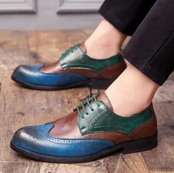 

Men pu Leather Shoes Lace Up Casual Shoes Dress Shoes Brogue Shoes Spring Ankle Boots Vintage Classic Male Casual F122