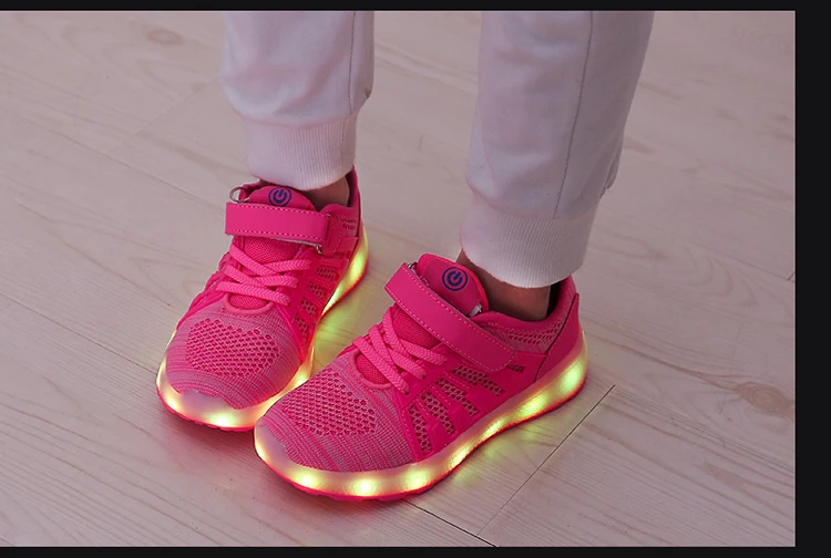 Blue Pink Black New 25-37 USB Charger Glowing Sneakers Led Children Lighting Shoes Boys/Girls illuminated Luminous Sneaker