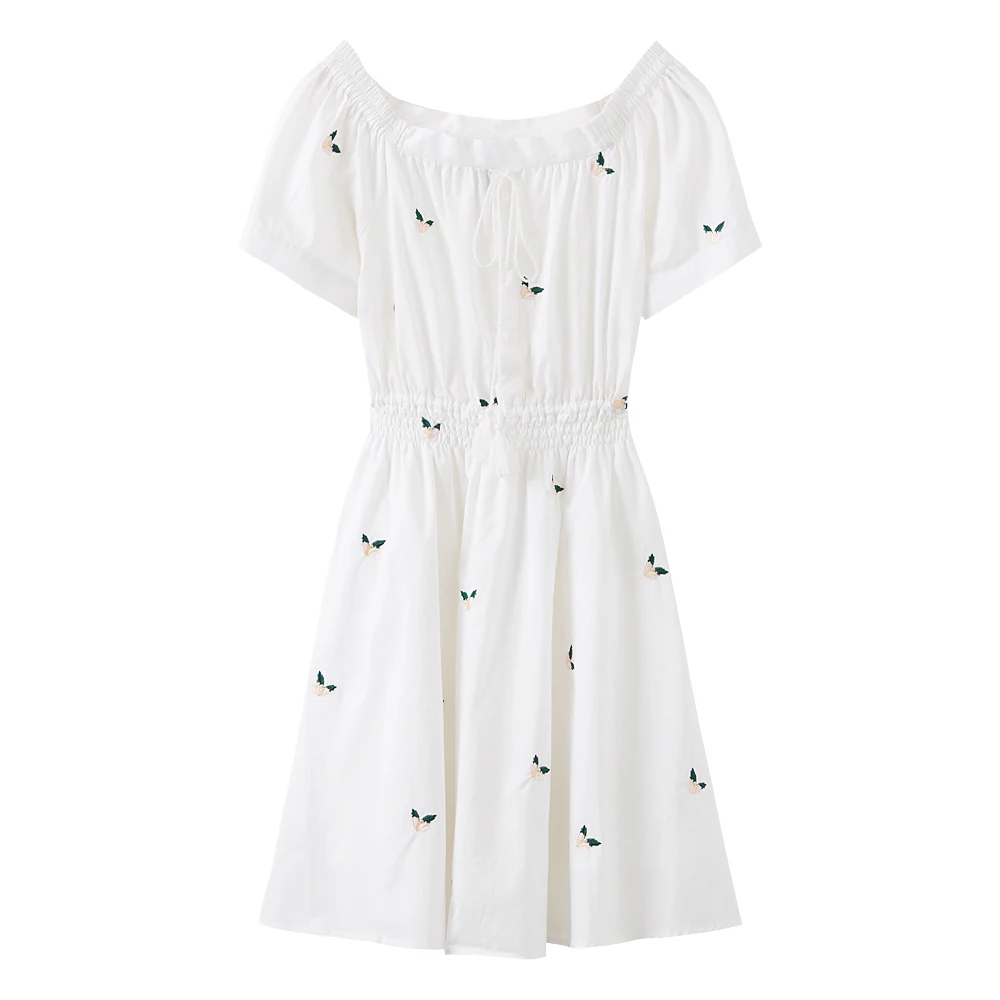 Metersbonwe винтажное женское платье на пуговицах, рубашка с коротким рукавом, хлопковые летние платья, повседневные корейские платья Festa - Цвет: White