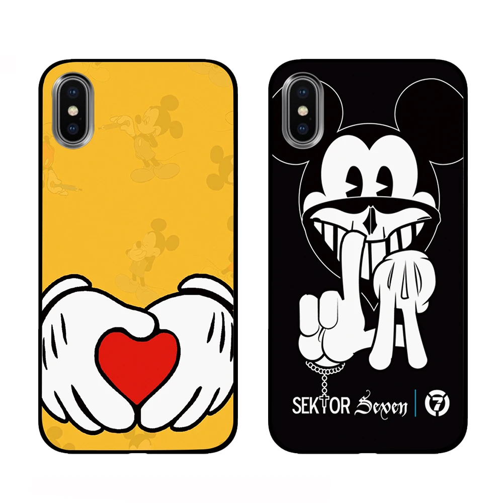 Микки Маус черный чехол ТПУ чехол для iPhone 5 5S 6 6s 7 8 Plus X XS XR 11 Pro Max