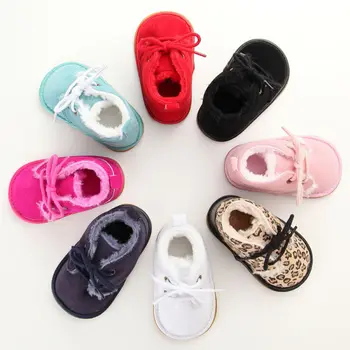 

Newborn Baby Boy Girl Crib Shoes Leopard Fur 2020 Spring Warm Soft Sole Snow Boots Winter Warm Fur Crib Shoes 6M-18M