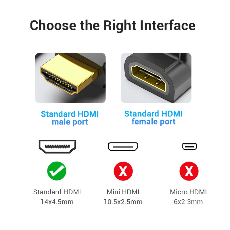 Vention HDMI Adapter 90 270 Degree Right Angle Male to Female Converter 4K HD Connector HDTV PS4 Lptop TV Box HDMI Extender