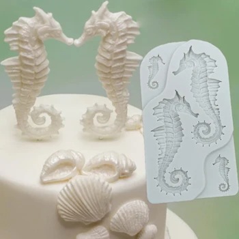 

Seahorses & Conch Molds Fondant Cake Decorating Tools Silicone Moulds Sugarcrafts Chocolate Baking Tools for Cakes Gumpaste Form