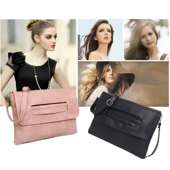 

2019 Summer New Women's Handbag Solid Hasp PU Leather Simple Casual Fashion Wild Vintage Shoulder Bag Messenger Bag