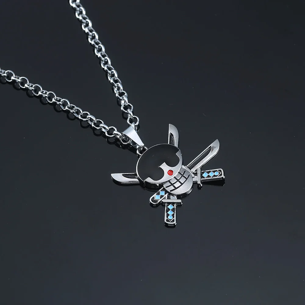 Anime One Piece Metal Necklace Luffy Ace Pirate Skull Hat Pendant Chain Choker Man Cartoon Necklaces Charm Jewelry Collar Gift