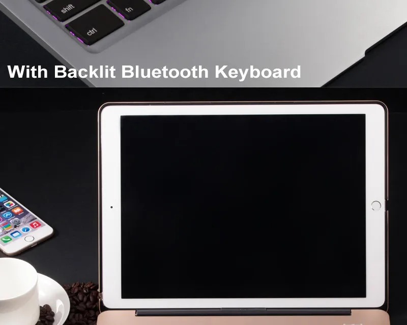 Премиум беспроводная алюминиевая Bluetooth клавиатура для iPad pro 12,", 7 цветов с подсветкой+ 5200 мАч powerbank+ Smart Sleep/Wakeup