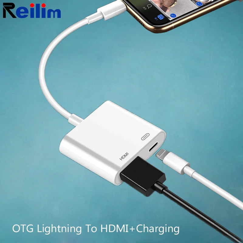 Для перехода от разъема Lightning к HDMI 1080P цифровой AV аудио адаптер для зарядного