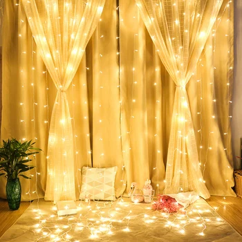 

3x3m 10x10ft LED Curtain String Light 8 Modes 300 LED Icicle Fairy Garland Home Wedding Party Decoration US Plug