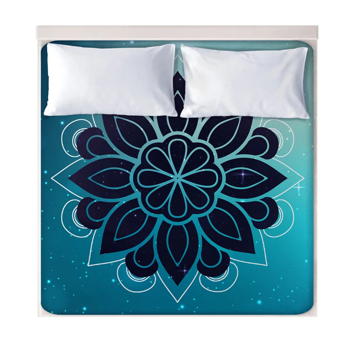 Простыня на кровать в богемном стиле с геометрическим принтом мандалы, простыни на кровать с эластичным наматрасником из микрофибры - Цвет: 43