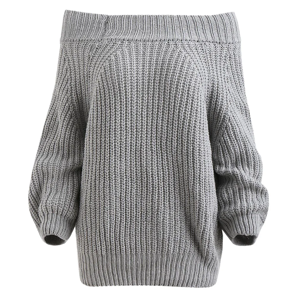 

fashion Off The Shoulder Plain Sweater Women Raglan Sleeve Casual Solid Sweaters Sexy Women Clothes Pullovers Autumn Winter
