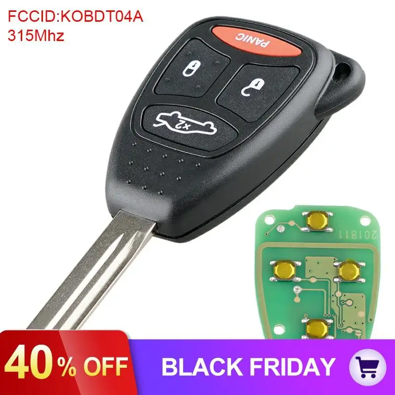 315 МГц 3+ 1 кнопки авто ключ дистанционного Uncut зажигания транспондер Keyless Fob Combo KOBDT04A подходит для Dodge