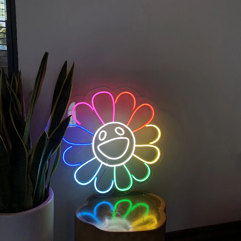

HDJSignWaterproof Custom Neon Sign Light sunflower Party Bar Pub Wedding Background Decor Neon ToP Led Flex Transparent Acrylic