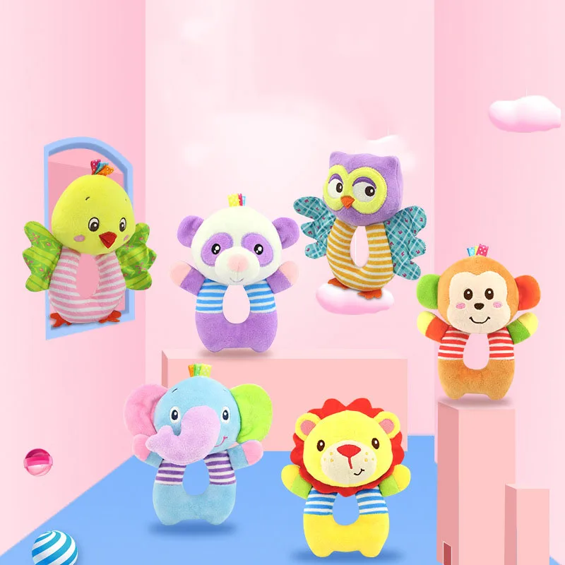 Милые детские погремушки, игрушки в виде животных, плюшевая детская мультяшная кровать, игрушки для малышей 0-12 месяцев, обучающая детская